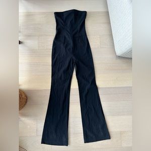 Vintage black wide straight leg jumpsuit strapless corset look